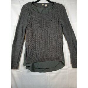 Anthropologie Moth Women's Gray Pullover Knit Sweater w Lined Size Split Sz M